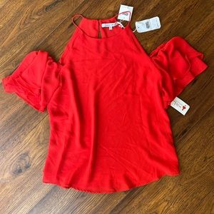 Open Shoulder Flutter Sleeve Top